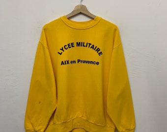 Vintage Lycee Militaire Aix en Provence France Military Crewneck Sweatshirt Size Large