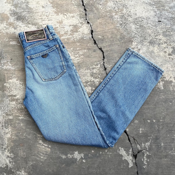 Vintage 90s Giorgio Armani Jeans Light Wash Denim Jeans Size 26x31