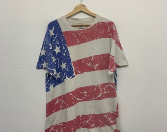 United States T-Shirt Vintage 90s Usa Flag All Over Print T Shirt Size Large