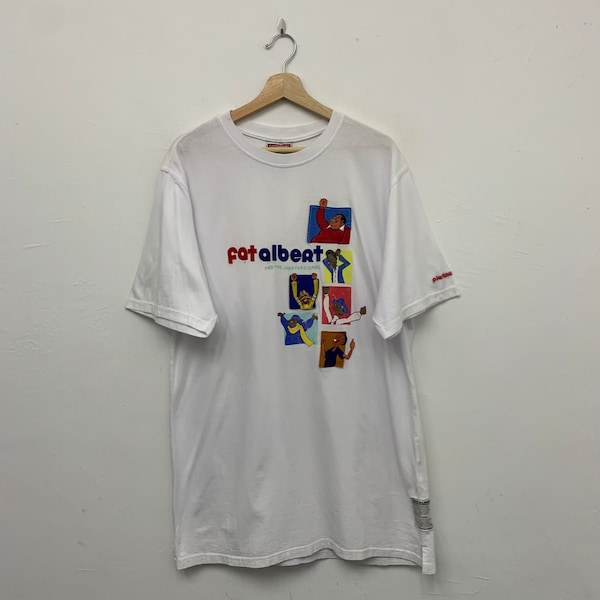 Fubu Tshirt - Vintage Platinum Fubu Fat Albert And The Junkyard Gang Embroidery Patch Hip Hop Tshirt Size Large
