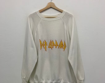 Distressed Def Leppard Rock Band Crewneck Sweatshirt Size XL