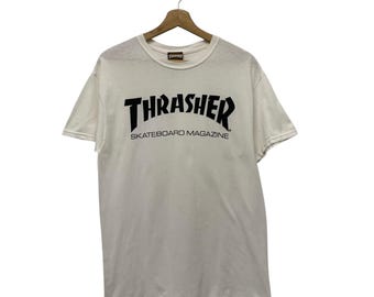Thrasher Skateboard Magazine Logo T-shirt Storlek M, Streetwear Skater Graphic T-shirt Medium