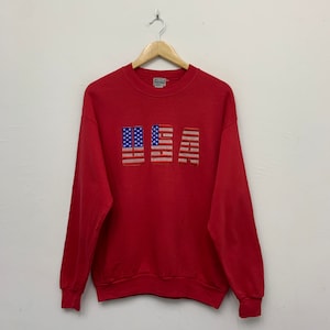 Vintage 90s United States USA Embroidered Pullover Crewneck Sweatshirt Size Medium