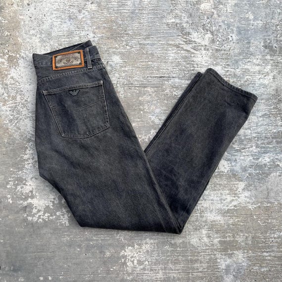 Vintage Armani Jeans: Black Denim, Made in Italy, Size 32x32