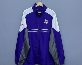 Vintage Minnesota Vikings NFL Embroidered Windbreaker Jacket Size XL Vikings Lightweight Anorak Polyester