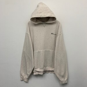 Champion Hoodie Distressed Vintage Champion Embroidery Pullover Hoodie Sweatshirt Size XL