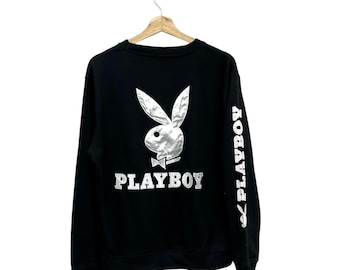 Vintage Playboy Bunny Big Logo with Sleeve Print Pullover Crewneck Sweatshirt Size Medium
