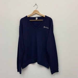 Vintage Purdue University V Neck Sweater Jumper Size Large