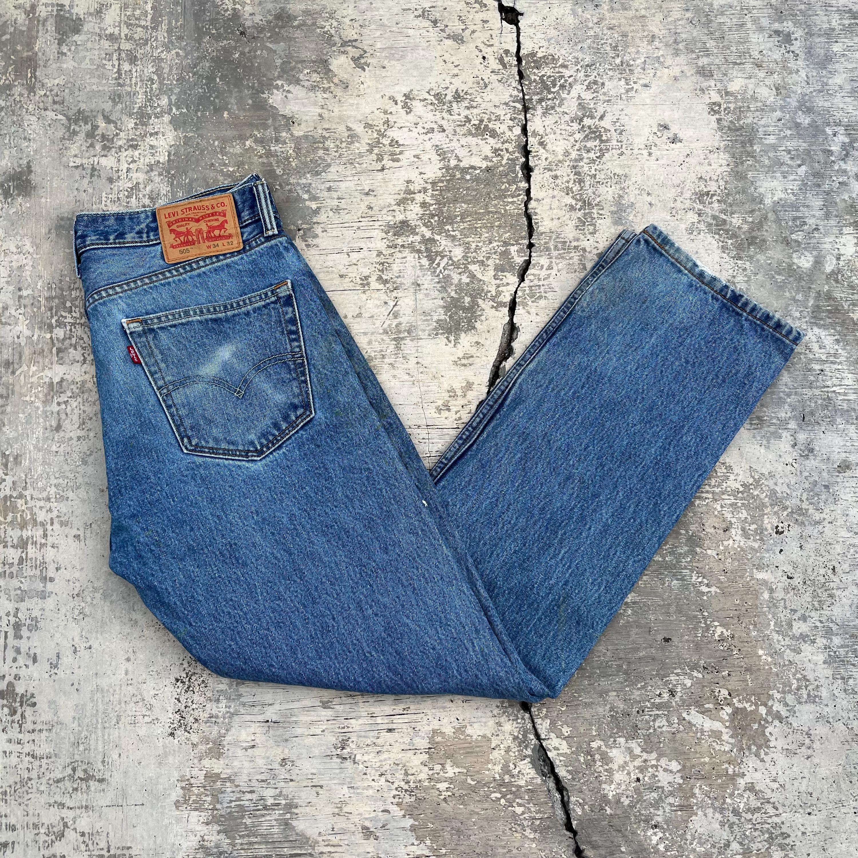 Vintage Levis 505 Jeans: Distressed Denim, Size 34x32 - Etsy
