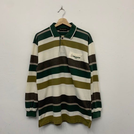 【VALENTINO】1990s Striped L/S Polo Shirt VALENTINO 1990s Striped Short Sleeve Polo Shirt