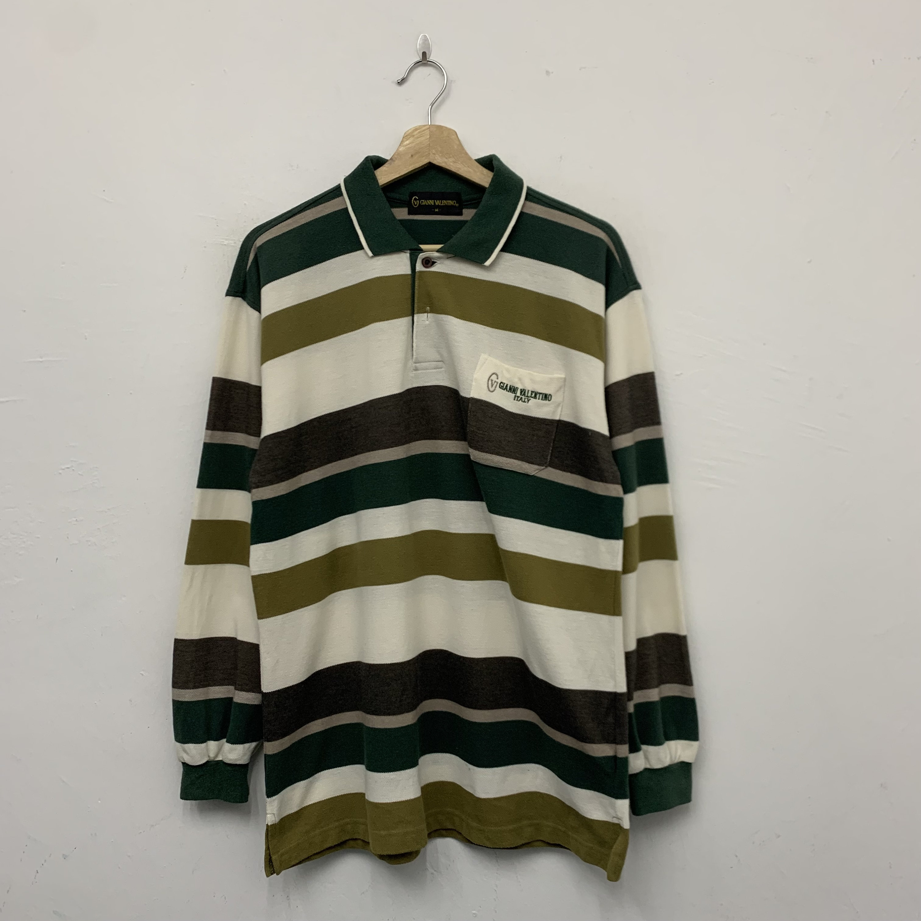 【VALENTINO】1990s Striped L/S Polo Shirt VALENTINO】1990s Striped S/S Polo Shirt