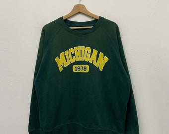 Vintage Michigan Green Pullover Crewneck Sweatshirt Größe Groß