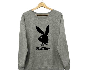 PLAYBOY Sweatshirt Big Bunny Black Colour Sweater Size Large