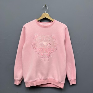 Kenzo Paris Jungle Embroidered ‘Tiger’ Light Pink Crewneck Sweatshirt Size Small