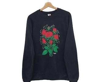Vintage 80s Morning Sun Roses Crewneck Sweatshirt Size S