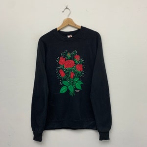 Vintage 80s Morning Sun Flowers Roses Pullover Crewneck Sweatshirt Size Small