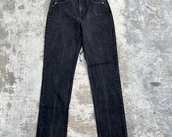 Vintage 90s Posted Slim High Waisted Black Denim Jeans Size 29x33