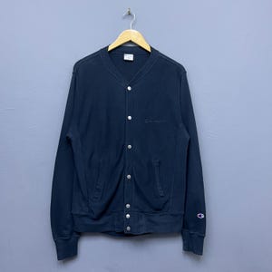 Vintage Y2K Champion Reverse Weave Snap Button Cardigan Medium Champion Script Logo Embroidered Sweater Size M