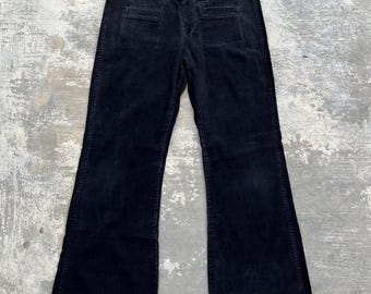 Jacob Connexion Flare Black Corduroy Pants Size 36x30 - Womens Wide Leg Cord Trousers Streetwear