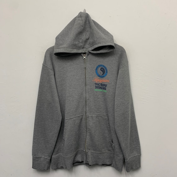 Vintage 90s T&C Surf Design Sweatshirt Hoodie White Medium
