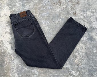 Vintage Lee Denim Jeans Size 32x32 Regular Fit Black Jeans Western