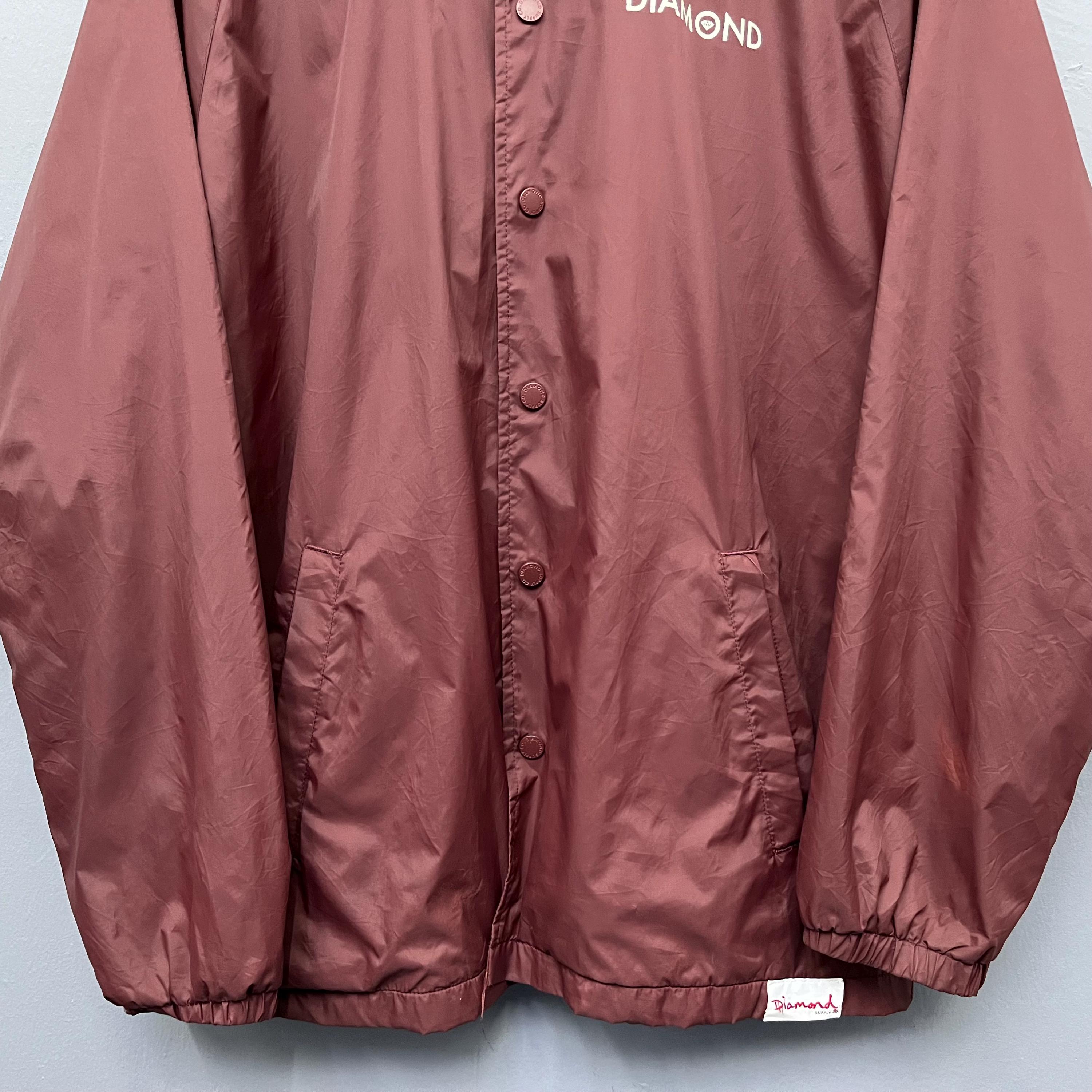 Diamond Supply Co Men's Maroon Snap Button Coach Jacket Size Large