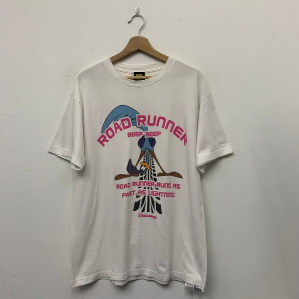 Camiseta Moon Eyes Camiseta vintage Moon Eyes Japan x Road Runner Beep Beep Camiseta de dibujos animados de deportes de motor Talla L