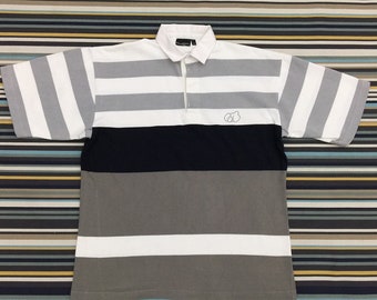 Koszulka rugby w paski z krótkim rękawem, rozmiar XL, Streetwear