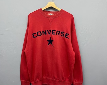 Vintage Converse Embroidered Crewneck Sweatshirt Size XL Big Logo Script Pullover Sweater