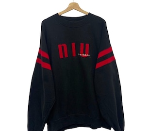 Sudadera vintage de los 90 de la Universidad del Norte de Illinois, Nebraska, con cuello redondo, talla XL