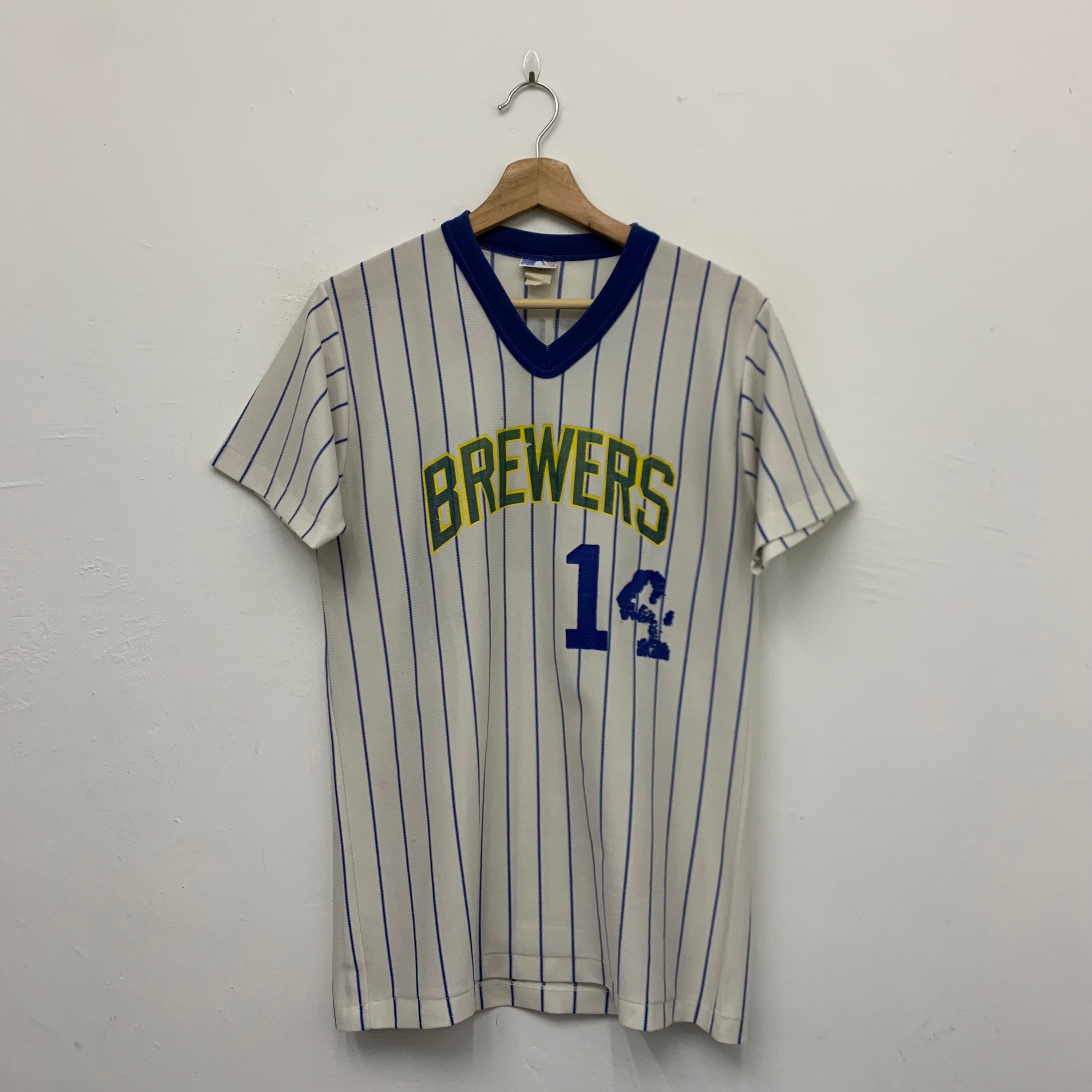 Vintage 80s Milwaukee Brewers MLB by Pro Knot Shirt Jersey 