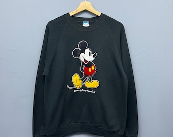 Moletom vintage dos anos 80 com gola redonda do Mickey Mouse, tamanho médio, fabricado nos EUA.