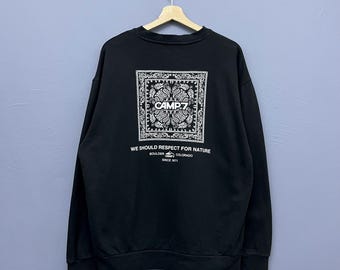Sudadera vintage Camp 7 Boulder Colorado Camp7 Bandana Paisley Outdoor Wear Cuello redondo Talla XL