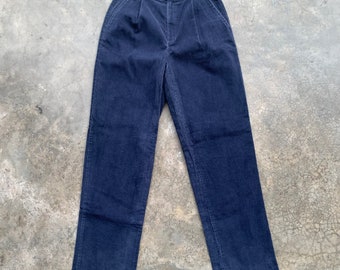 Vintage Lands End Navy Corduroy Pants Size 26x32 - Navy Blue Womens Straight Fit Trousers