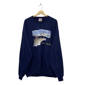 New York Sweatshirt Vintage New York Ranch Snow Air Waves Crewneck Sweatshirt Size XL