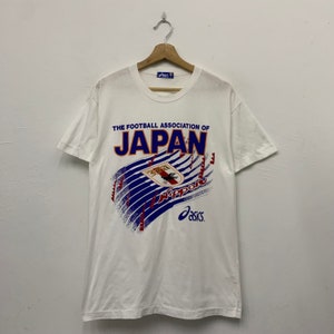 Vintage 90s Japan Football T-Shirt / Japan JFA World Cup Team Football Soccer by Asics Tshirt Size Medium