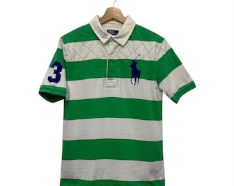 Vintage Polo Ralph Lauren Big Pony Striped Polo Shirt Size Medium