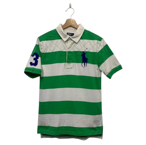 Vintage Polo Ralph Lauren Big Pony Striped Polo Shirt Size Medium