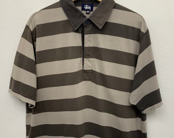 ま*ろ様 90s old stussy boarder polo shirt X 90s Old STUSSY Border Polo Shirt | eBay