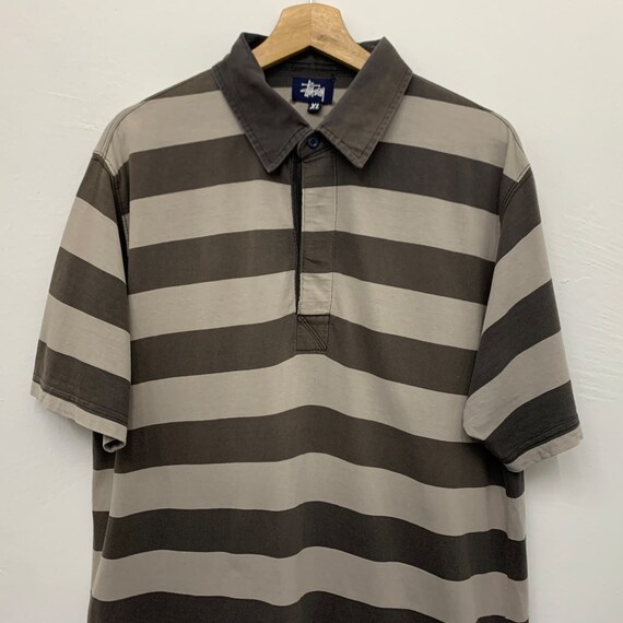 Vintage Stussy Crown Monogram Polo Shirt Size S main image 1