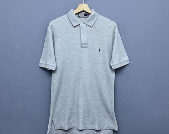 Camisa polo vintage Polo Ralph Lauren Small Pony talla M - Camisa gris con cuello y cola de licra estilo streetwear