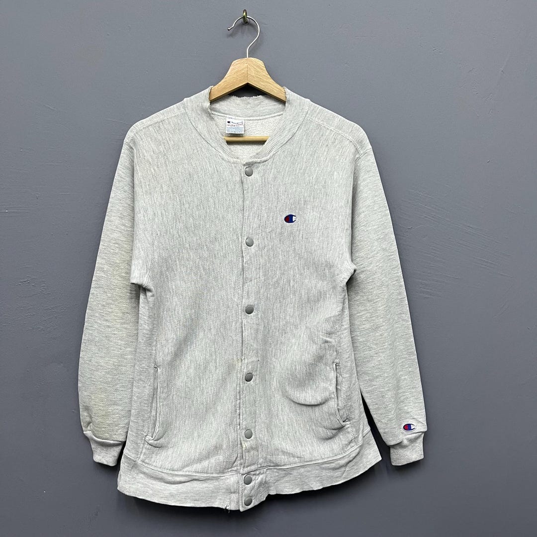 Vintage 90s Champion Reverse Weave Snap Cardigan Size XL Boys Made