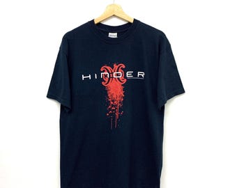 Vintage Hinder Band T-Shirt - Extreme Behaviour - Size M Band Tees
