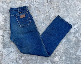 Vintage 80s Wrangler 13MWZ Denim Jeans Made in Usa Talon Zipper Size 34x33