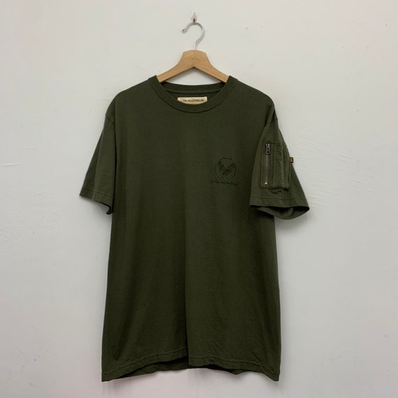 Alpha Industries Tshirt Vintage Alpha Industries Embroidery Olive Green  Military Tshirt Size Large - Etsy