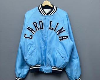 Vintage jaren 80 satijnen bomberjack North Carolina Tar Heels XL Made in Usa