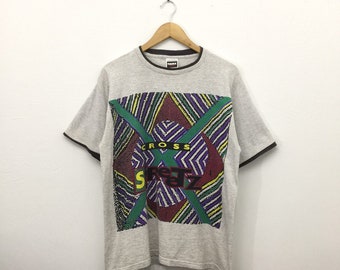 T-shirt vintage Cross Streetz Année 2000 T-shirt graphique abstrait rétro, taille M