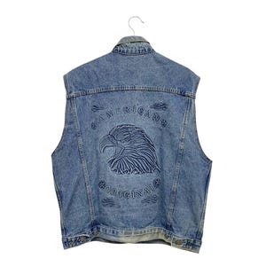 Vintage 90er Jahre American Original Eagle Made in USA geprägte ärmellose Jeansjacke Herren Größe groß