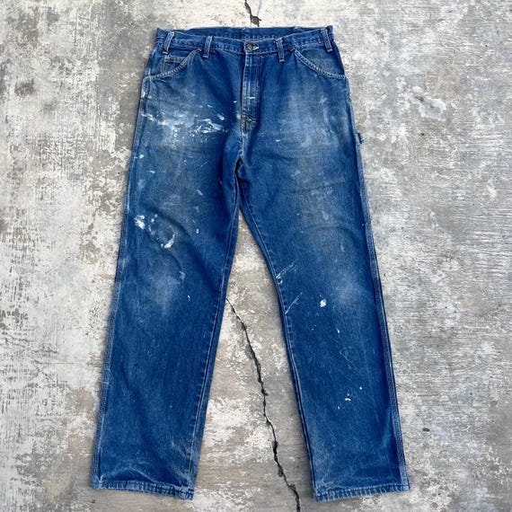 Vintage Distressed Dickies Carpenter Denim Jeans Size 34x31