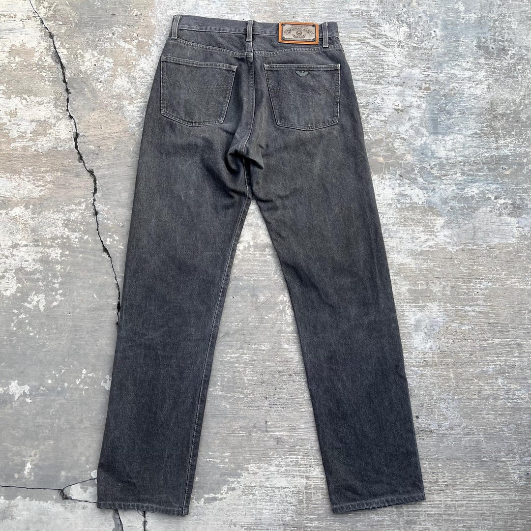 Vintage Armani Jeans: Black Denim, Made in Italy, Size 32x32